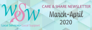 a poster with the words care and share news letter march - april 2020