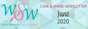 a poster with the words care and share news letter june 2020