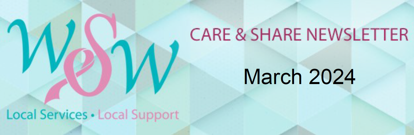 a blue and green banner with the words care & share news letter